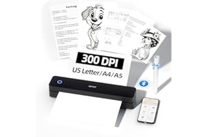 iDPRT Portable Thermal Printer A4 Inkless Wireless Printer for Travel Bluetooth 300 DPI Compatible with Phone&Laptop, Small Mobile Receipt Printer for Home Use, Office,School,Black
