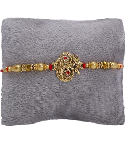 Traditional Indian Rakhi For Brother Gift Set - Set Of 2 Beautiful Designer Rakhis With Greeting Card - View #5