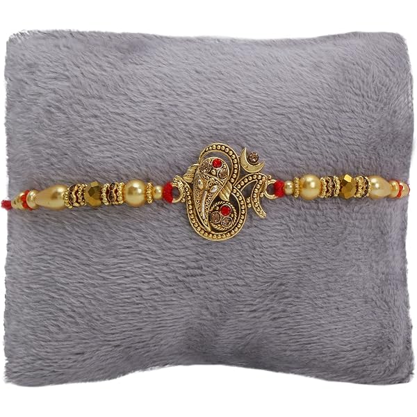 Rakhi for Brother Bhaiya and Bhabhi Raksha Bandhan gift Set Single Rakhi Thread Dora Bracelet with Roli Chawal and Greeting card gifts pack in pouch Potli bag for Brother Sister Indian Festival