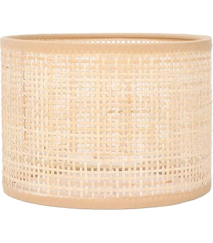 Osasy Paralume in bambù intrecciato Boho per plafoniere, paralumi in rattan, lampade da terra per interni, copertura per lampade a tamburo/cilindro, paralume di ricambio per paralumi tradizionali