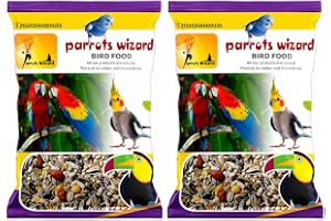 Parrots Wizard Ringneck & Alexandrine Parrot Food Seed Mix | Bird Food for Indian Ringneck, Alexandrine, African Grey, Macaw, Cockatoo & Large Parrots | 31 Types of Seeds | 450g (Pack of 2)