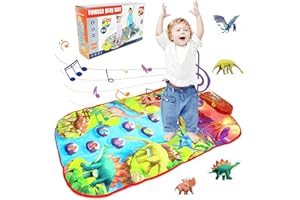 Jirmerp Alfombra Musical,Alfombra de Piano Infantil Tema de Dinosaurio 17 Voces Alfombra de Baile Regalo Cumpleaños Navidad para Niños