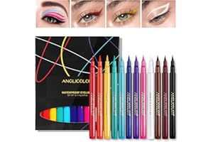 ‎ANGLICOLOR Anglicolor 12 Farben Liquid Eyeliner Set, Matte Eyeliner Bunt, Make-up Wischfest Glatter Langlebiger Farbige Eyeliner Wasserdicht Multifunktionale Farbmalerei Kosmetisches Werkzeug(#12)