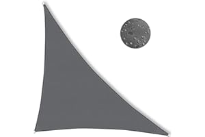 IOAOI Sonnensegel Dreieckig 4 x 4 x 5.7m, Wasserdicht Sonnenschutz Sonnensegel Dreieck Rechtwinklig, 95% UV Schutz, inkl Befestigungsseile für Balkon Terrasse Garten (Farbe: Grau)