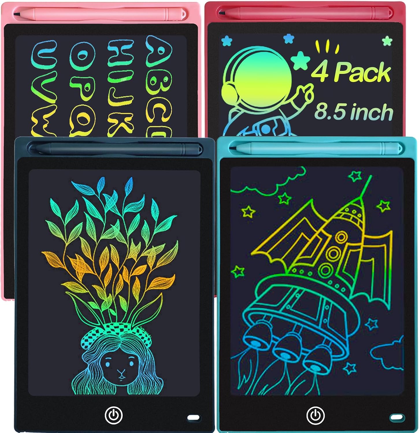 Yidedraw Toys LCD Writing Tablet 4PC 8.5 Inch Colorful Screen Drawing Tablet, Doodle Board for Ages 3-12 Years Old Boys Girls, Electronic Drawing Pad for Kids, Gifts for Christmas & Birthday