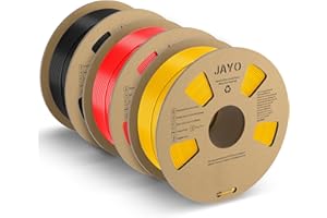 JAYO PLA+ Filament 1,75 mm, PLA Plus do drukarek 3D, 3 szpule 3,3 kg, starannie nawinięty, dokładność wymiarowa +/- 0,02,czarny+czerwony+Prawdziwy-żółty