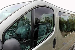 J&J AUTOMOTIVE Derivabrisas Personalizados para RENAULT TRAFIC 2001-2011 2pcs, Color: Smoky Gray, Instalación Clip-on
