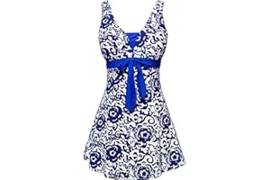 AMAGGIGO Women's Polka Dot One Piece Swimsuit Tummy Control Swimwear Swimdress with Skirt