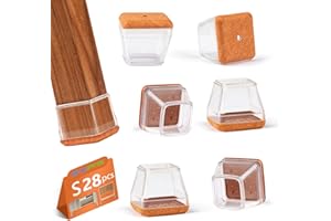 BAIPOK 28 Piezas Protectores de Silla, Fundas de Silicona para Piernas de Silla con Fieltro Envuelto, Almohadillas Protectoras para Pies de Muebles