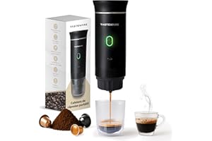 TasteWare Cafetera Portatil Capsulas - Cafetera Portátil de Espresso 3 en 1, Máquina de café portátil, Para cápsulas pequeñas o grandes y café molido, Cafetera de viaje portatil individual