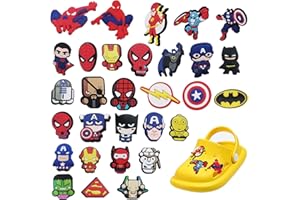 SINRAD Ciondolo Per Scarpe Da Supereroe，30 Pezzi Ciondoli Per Zoccoli，Ciondolo Per Scarpe a Cartoni Animati，Ciondolo Per Scarpe Rimovibile,Per Decorare Scarpe, Braccialetti e Artigianato fai Da Te