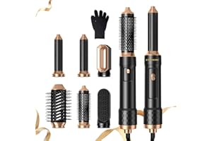 ATOPSKINS 1000W Seche Cheveux Set, 6 en 1 Air Styler Brosse Soufflante Brushing Set, Seche Cheveux, Brosse Chauffante, Brosse Soufflante,Air Fer À Boucler, Brosse Lissante Cheveux, Sécher