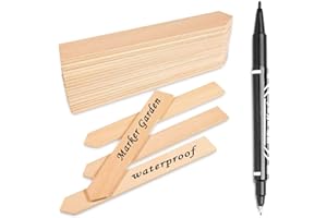 Whaline 50Stk Pflanzenschilder Holz Pflanzenstecker Holzschilder zum Beschriften wetterfest Holz Stecketiketten mit 1 Stück Marker Stift für Garten Pflanzen Blumen Samen Gemüse (15CM)