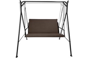 Il Tuo Artigiano Design Cuscino tinta unita per dondolo da giardino 2, 3 e 4 posti spessore 6 cm (2 posti - 110x55 cm, Marrone)