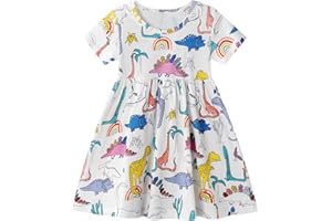Dinopjs Kleider für Kleines Mädchen Kurzarm Kleid Cartoon-Stil Regenbogen Ozean Prinzessinnenkleid Dino Giraffe Osterhase Meerjungfrau Kinder Prinzessin Kostüm Tägliche Sommer Rock Ferienkleider