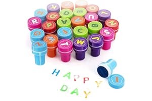 Xrten 26 Piezas Sellos de Entintado de Alfabeto, sellos de letras para niños Infantiles regalo de cumpleaños