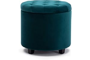HNNHOME - Puf reposapiés/otomano con almacenamiento, 45 m, redondo, 45 l, marco de madera fuerte, en terciopelo, ideal como taburete o baúl de juguete, diseño para salón y dormitorio