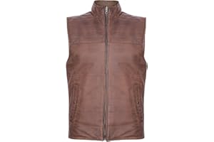 INFINITY LEATHER Mens Black Brown Reversible Leather Puffer Body Warmer Padded Waistcoat Gilet