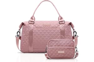 FIORETTO Travel Duffle Bag with Toiletry Bag & Wet Pocket Easyjet Cabin Bag 45x36x20 Carry On Bag Holdall Weekend Overnight Hospital Bag for Women Pink