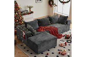 Vamcheer 274cm Modular Sectional Sofa - Oversized L-shaped Corner Couch with Memory Foam Seating & Detachable Backrest for Living Room Bedroom, No Assembly Required, Grey