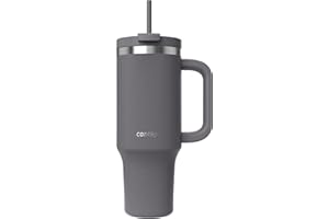 Contigo Botella termo 1200 ml con asa y pajita, Botella térmica aislada de acero inoxidable con tapa, Thermos, Se enfría durante 29 horas, Taza termo, Sin BPA, Darkstone