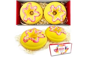 ZIMPLI KIDS 2 x große Donut-Badebomben von Zimpli Gifts, handgefertigte Donut-Feuchtigkeitspflege für alle Altersgruppen, Muttertag, Geburtstagsgeschenk, vegan freundlich und tierversuchsfrei