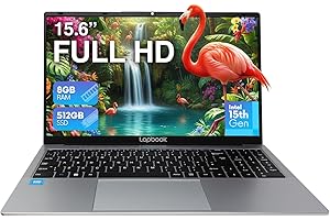 LAPBOOK 15.6" Full HD Windows 11 Laptop (Dec 2025 Release) - Intel 15th Gen, 8GB RAM 512GB M.2 SSD, Windows 11 Home, Dual-Band WiFi, Integrated Webcam - S15 N6 Quad-Core, 15 Inch Lightweight Laptop