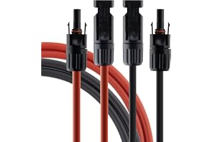 SeKi Solcellskabel 6 mm² röd/svart – 15 m; inkl. monterade MC4-kompatibla kontakter; förlängningskabel; PV-kabel; anslutning 1 x röd 1 x