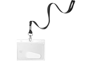 RSDM SYSTEMS Karteo® fodera per documenti con porta badge da collo | Fodera per carte orizzontale | Porta carte in policarbonato | Laccetto 16 mm nero