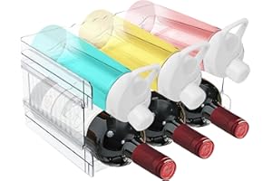 NVIYAM Flaschenregal Stapelbarer, Weinflaschenhalter Kunststoff, Weinregal Hält bis zu 6 Flaschen, Flaschenhalter Kühlschrank für Küchenarbeitsplatte Schrank Büro, Flaschen Organizer 2er-Pack,Flaschenablage