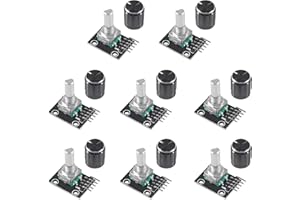 Dealikee 8pcs KY-040 Rotary Encoder Module Brick Sensor Development Board with Knob Cap DIY Kit for KY-040