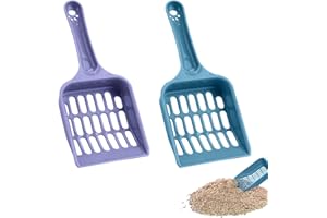 DCJWQ 2 Pcs Cat Litter Scoop, Strong Cat Poop Scoop, Plastic Cat Litter Tray Scoop, Poop Scoop Cat Litter, Pooper Scooper Cat Handy Sand Sifter Poop Sieve Cleaning Tool Cat Scoop Set, (Blue and Purple)