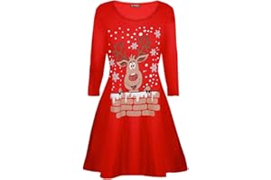 Be Jealous Womens Christmas Long Sleeve Swing Mini Dresss