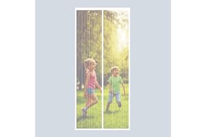 RnCop Magnetic Screen Door fits Door up to 90 ×210cm, Heavy Duty Fly Screen Door Mesh Screen Curtain - Self Sealing, Hands Free, Frame Hook & Loop-White