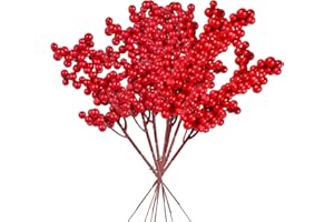 FOMIYES 10 Pezzi Ornamenti Per Lalbero Di Natale Gambi Di Bacche Artificiali Ramo Di Bacca Di Natale Bacche Di Natale Per L'artigianato Rami Floreale Sposa Frutta Rossa Grappolo Di Frutta