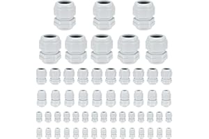 LHOEST 58 Stück Kabelverschraubung Set M12 M16 M20 M25 M32, IP68 Kabeldurchführung Wasserdicht Einstellbar, Zugentlastung für Kabel, PG Verschraubung Nylon Kunststoff Kabeldurchführungen