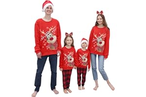 Neufigr Weihnachtspullover Familie Set,Weihnachtspullover Damen Herren Kinder,Familie Weihnachtspulli Set
