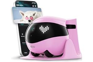 Enabot EBO Telecamera per animali domestici Air 2 con app, fotocamera mobile per animali domestici da 2 K, con espressioni facciali personalizzabili, telecamera per gatti senza fili con visione