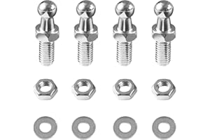 Vepagoo Heavy Duty 10MM Gas Strut Ball Studs - 4 Pack with 8MM Thread, 1/2" Long Shank for Car Boot, Hatch, Cabinet, Toolbox Gas Lift Support – Durable Silver Fittings