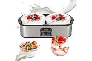 BTSAE Joghurtbereiter, 2L Automatischer Digitaler Joghurtmaschine mit 2 Gläsern, Joghurtmacher mit Timer und Temperatursteuerung, Joghurt Maker für Griechischer Joghurt, Käse, Natto, Reiswein (Silber 2L)