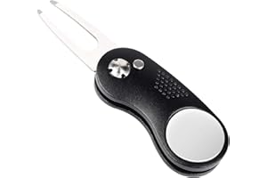 Mile High Life Divot Tool Pieghevole in Metallo Dotato di Pulsante e Marcatore Pallina da Golf Magnetico