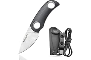 TONIFE Runer Full Tang Coltello da Caccia campeggio a Lama Fissa 4,7cm con Guaina Kydex Regolabile Facile Portabile con Cordino in Paracord per Outdoor, Sopravvivenza e Bushcraft(Nero)
