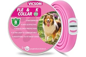 VICSOM Dog Collars, Safe Dog Collars for Most Dog Breeds and Sizes 8 Months Protection Dog Collar for Puppies Small Medium Large Dogs, Outdoor Indoor Waterproof Collars for Dogs-Pink