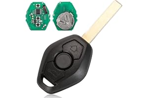 Heart Horse 433Mhz Carcasa Mando Llave de Coche 3 Botones para B M W 3 5 7 Series E46 E60 E83 E53 E36 E38 con Batería y ID46 Chip y HU92 Hoja, Mando a Distancia Llave (CAS2 Sistema)