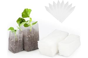 KINGLAKE Worki na sadzonki z włókniny, doniczki na rośliny, biodegradowalne worki do uprawy tkanin z 100 szt. etykiet na rośliny 10 cm (5,5 x 8,3 cm + 8 x 11,2 cm)