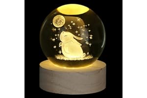 ‎XIANNVXI XIANNVXI 3D Hase Kristall Kugel Licht Häschen Briefbeschwerer Kaninchen Geschenke Osterhase Ornament Dekor Kugel Lampe Schlafzimmer Dekor Niedliche Geschenke