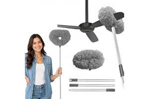 Maxoshine Fan Cleaning Mop with Long Rod-Microfiber Ceiling Fan Cleaner and Duster-Foldable Spider Web Cleaner Stick-Fan Cleaner Brush Long Handle Dust Cleaner for Home