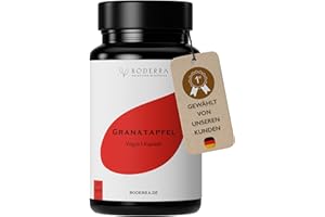 ‎BODERRA BODERRA Granatapfel Extrakt - Granatapfel Kapseln hochdosiert mit 40% (400mg) Ellagsäure - aus traditionellem Anbau - 1000mg Granatapfel Extrakt pro Tag - LABORGEPRÜFT - BIOVERFÜGBAR