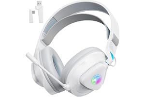 Awinnasey PH3 Wireless Gaming Headset for PS5, PS4,PC,Bluetooth Headphones with 50 Hours Battery, Gaming Headset with Noise-Cancelling Mic,Accessory Kits for PSP,Pearl White