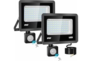 Indmird 2Pezzi 30W Faretto LED da Esterno con Sensore di Moviment, 3000LM Faro Led esterno con sensore movimento 6500K IP67 Impermeabile Faretti led per Esternos, Giardino, Garage, Patio, Cortile